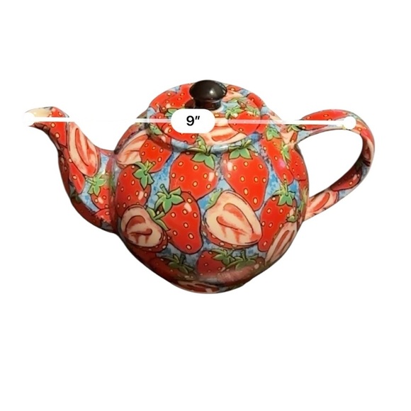 Paul CARDEW DESIGN Classic STRAWBERRIES TEAPOT w/LID Made in ENGLAND 5 Cups - Picture 9 of 10